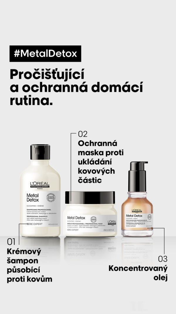 L'ORÉAL PROFESSIONNEL ČISTÍCÍ ŠAMPON PRO POŠKOZENÉ VLASY METAL DETOX 300ml - Image 3